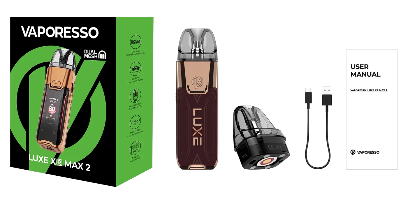 Vaporesso Luxe XR Max 2 44 Vaporesso Luxe XR Max 2 caja y contenido del kit DTL MTL GTX